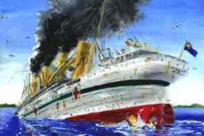 HMHS Britannic at the time of sinking