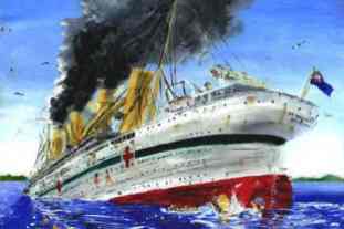 HMHS Britannic at the time of sinking