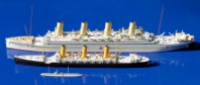The three protagonists in model scale; note the difference of size of each vessel