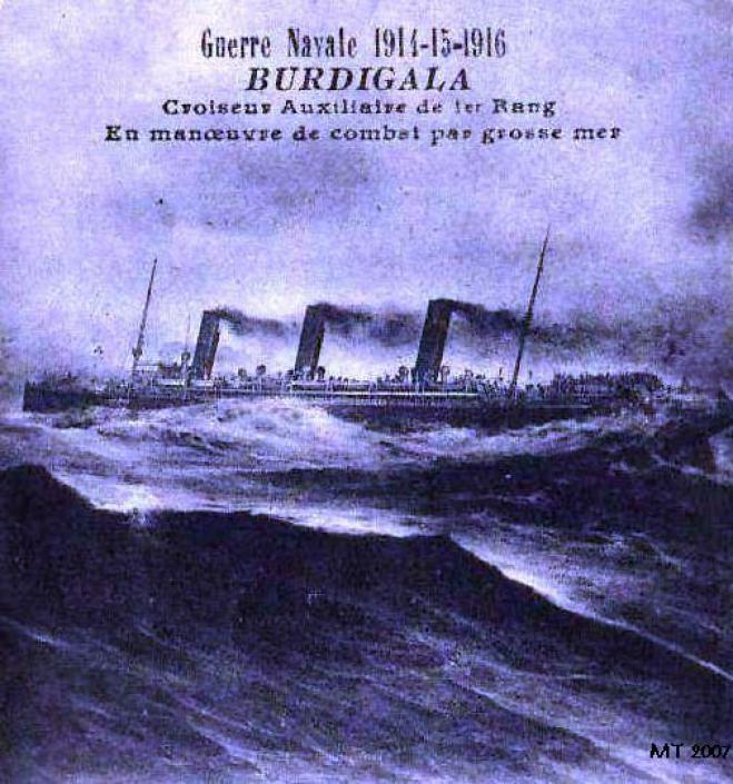 Burdigala as an Auxiliary Cruiser in heavy seas